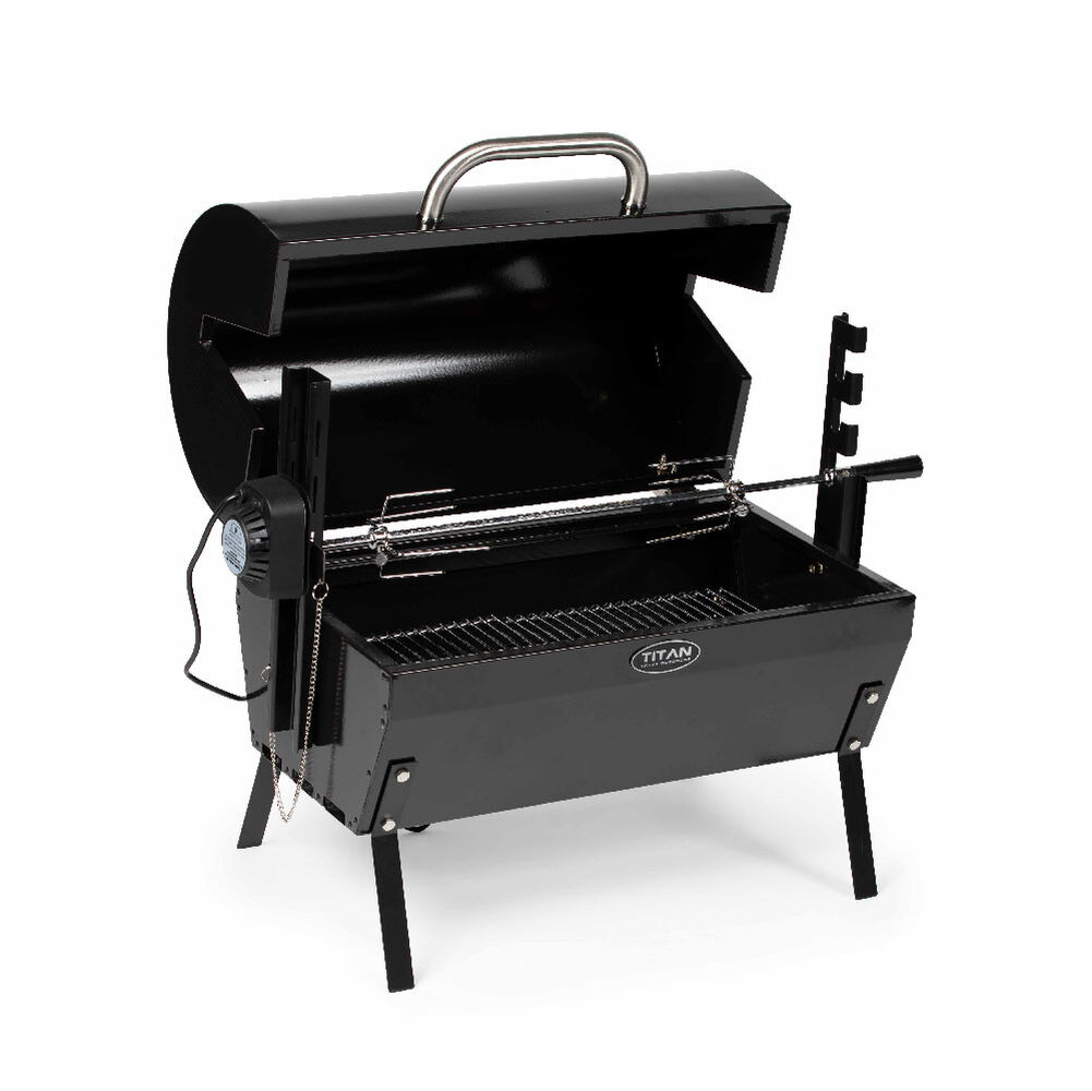valuta jeugd pistool Black Stainless Steel Spit Rod Rotisserie Grill with Hood - Large Game  Outdoor Roaster & Open Fire Smoker - Titan Great Outdoor™ (Free Shipping)