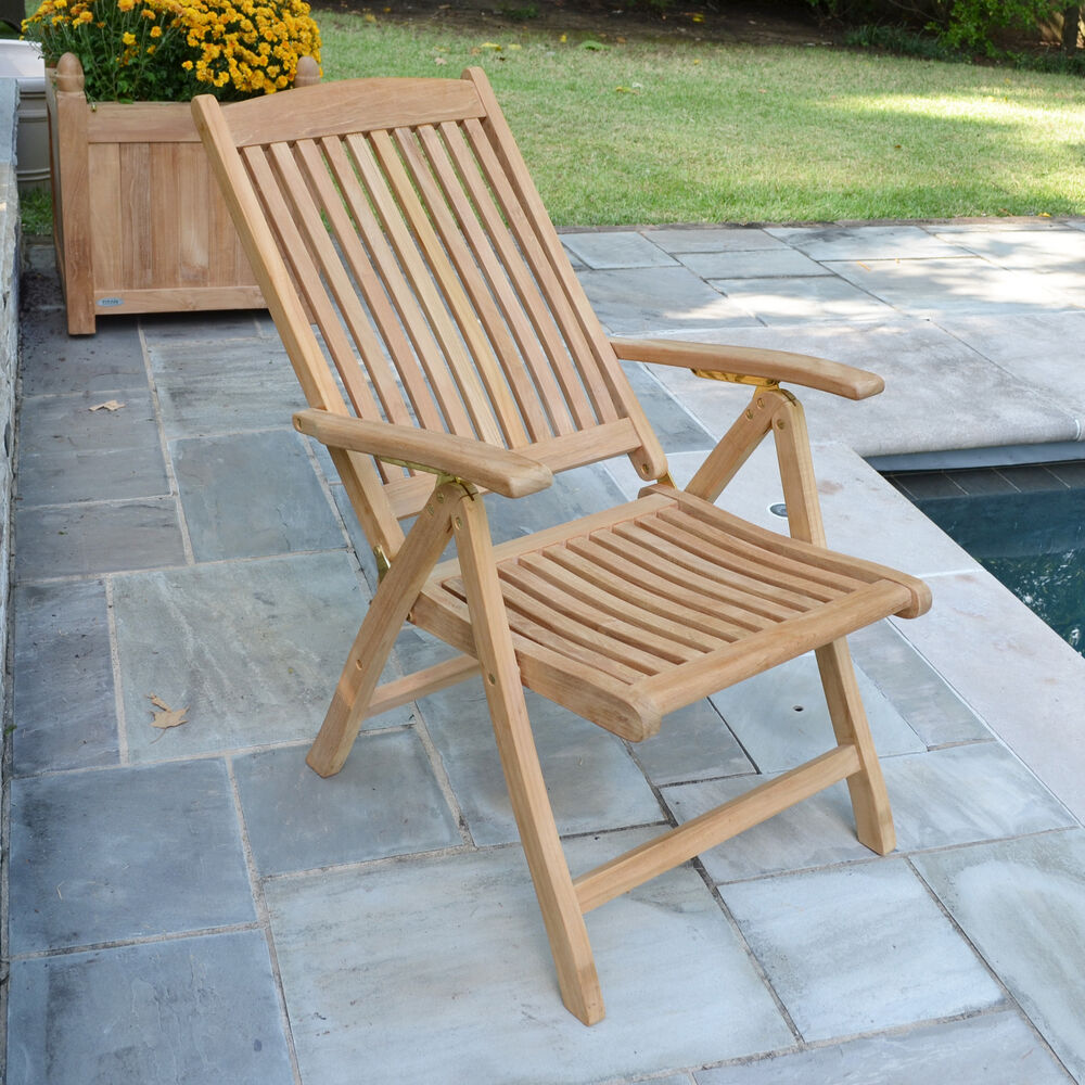 Teak Folding Armchair - Wood Backyard Outdoor Patio Furniture For Sale